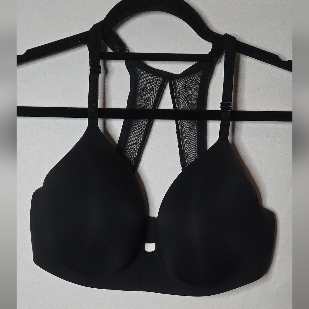 Victoria's Secret Black Wireless Lace Racerback Plunge Women's Bra 36D